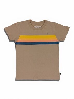 Tiny Whales Kids Tan Short-Sleeve Stripe Crew Tee